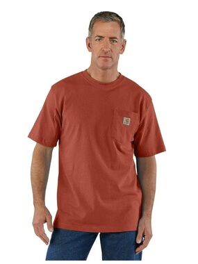 Carhartt Men's Loose Fit Heavyweight Short-Sleeve Pocket T, Saddle Red Heather